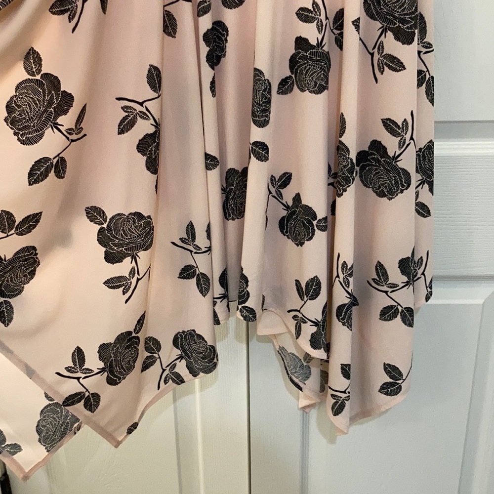 Pink halter dress w/black roses